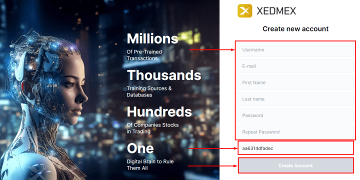 Регистрация в проекте Xedmex