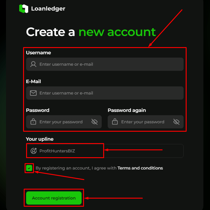 Регистрация в проекте Loanledger Регистрация в проекте Loanledger